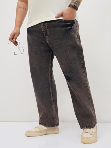 Image of Urbano Plus Men's Regular Fit Heavy Washed Denim Jeans Stretchable