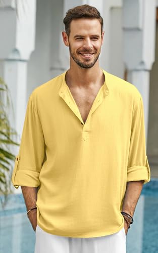 Image of Men's Solid Cotton Blend Regular Fit Mandarin /Chinese Collor Short Kurta for Men
