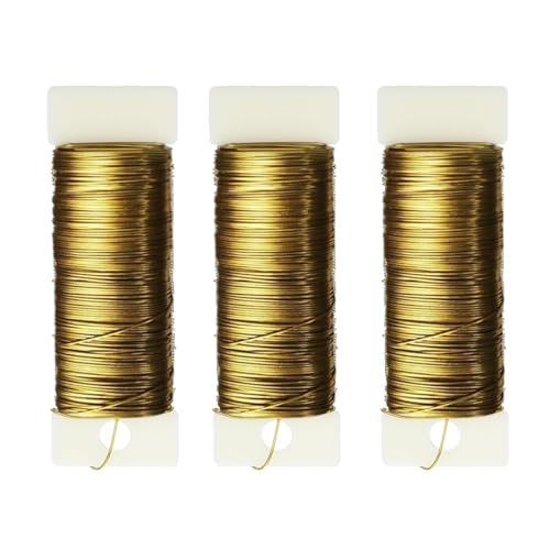 114 Yards 26-Gauge Gold Floral Metal Wire: Flexible Paddle Wire for Flower Arrangements Crafts Christmas Wreaths Trees & Garlands