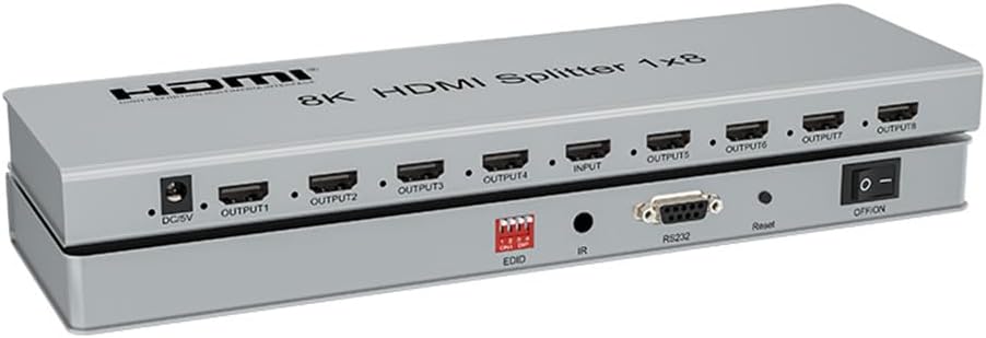 8K HDMI Splitter Supports 8k 60hz / 4k 120hz with EDID Setting (8k 1x8)