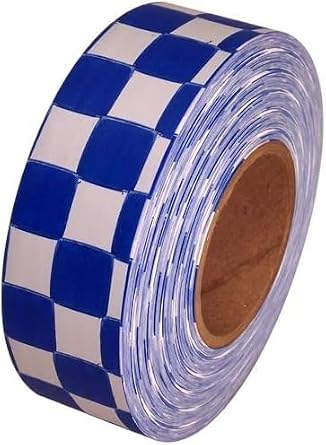 Sew on High Visibility Hi Vis Checkered Reflective Tape 2" x 5 yds, Blue/Silver Checks