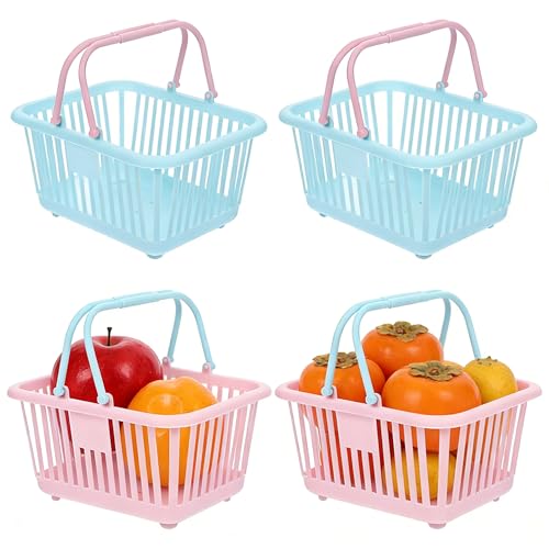 Zerodeko Petits Paniers De Rangement Plastique Avec Poignées 4 Pièces Pour Jouets Cosmétiques Et Accessoires De Bain 6.3 X 5.1 X 3.5 Pouces
