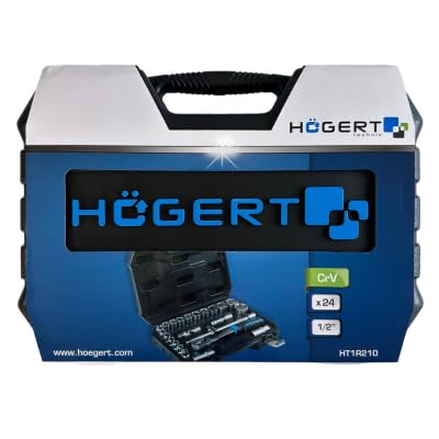 Image of Hogert Technik Germany 24 psc Socket Set 1 /2 Inch sq Drive for Heavy Duty Professional Use