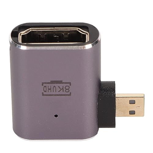 Rankomu Accories - Convertidor en forma de D de 8 K en ángulo recto mini macho a HDMI hembra, adaptador de extensión para accesorios de monitor de pantalla, diseño compacto