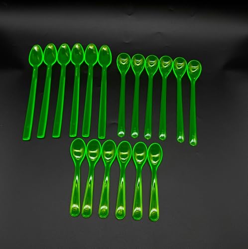 Lot de 18 cuillères en plastique Vert 12/18/21 cm