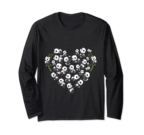 Panda Bear Lover Heart Cute Panda gifts for girl kids women Maglia a Manica