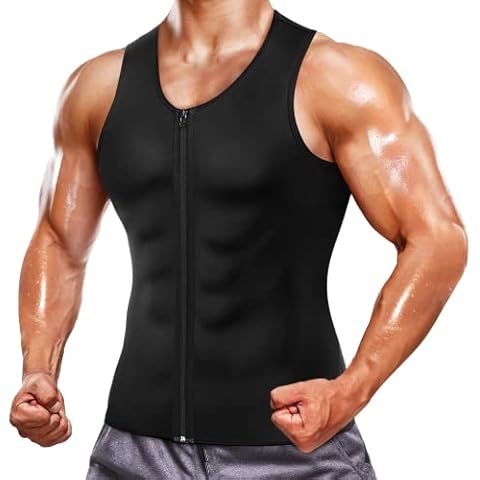 Wonderience Sauna Suit for Men Waist Trainer Neoprene Sweat Vest with Adjustable Waist Trimmer Belt, Black Without Belt, Large Cover