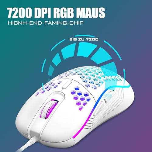 RedThunder 60% RGB Verkabelte Gaming Tastatur und Maus Set, 7200 DPI, Mini Gaming Tastatur, 62 Tasten, DE Layout… – Ansicht 4