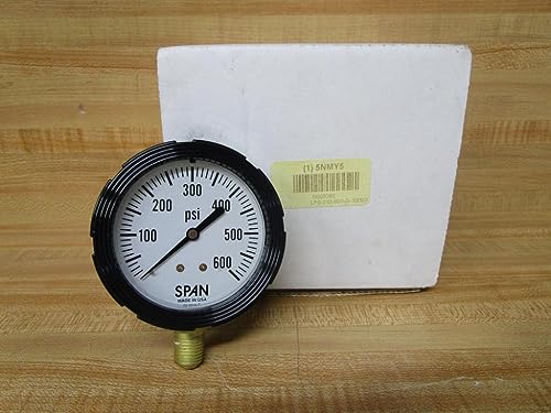 Pressure Gauge, 0 to 600 psi, 2-1/2In