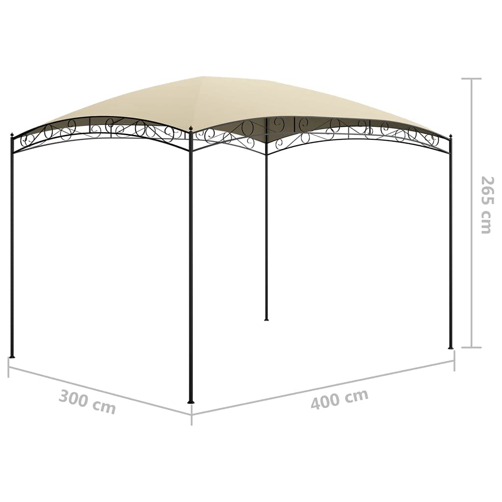 Gazebo 3 x 4 x 2,65 m, crema, 180 g/m², con telaio in acciaio e tetto rivestito in poliammide, per feste in giardino, barbecue e picnic
