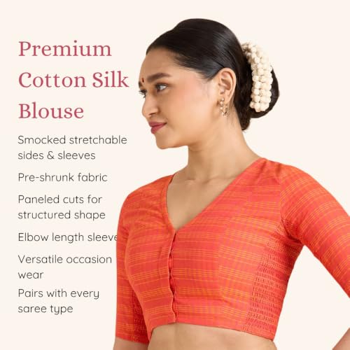 Image of Studio Shringaar Women's Cotton Madras Checks Saree Stretchable Blouses with Underarm Sweat Pads (Pack of 14 Pads)