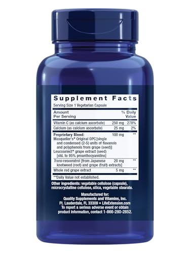 Life Extension Grapeseed Extract, Vitamin C and Resveratrol, 60 Capsules - image 2