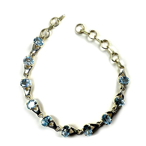 Topaze bleu naturel bracelet argent sterling 925 femme ovale Msb-93
