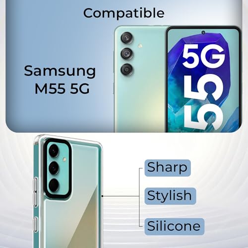 Image of A rtistque Ultra Stylish Back Cover Case for Samsung Galaxy M55 / M55s / F55 5G | Premium Shockproof TPU | Protective Design | Samsung M55 / M55s / F55 Back Cover - White