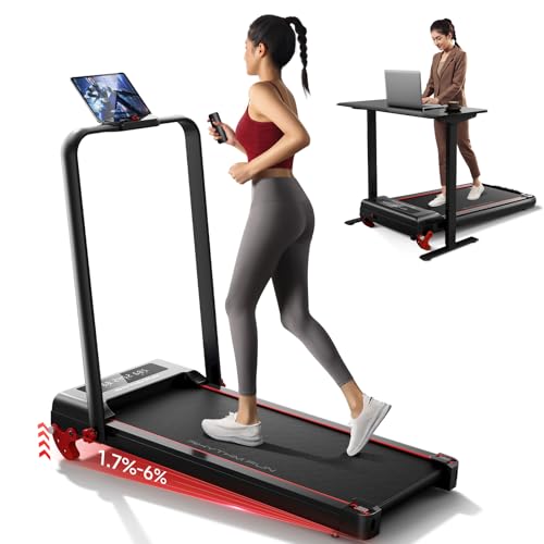 RHYTHM FUN Treadmill with Incline, Walking Pad with Handle Bar,300lbs