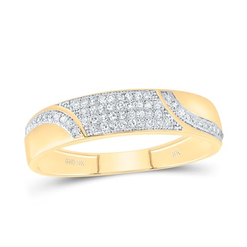 Jewels By Lux 10kt Yellow Gold His & Hers 3/4 Cttw Diamond Square Bridal Wedding Ring Band Set, Women Size: 5-9, Men Size: 8-123