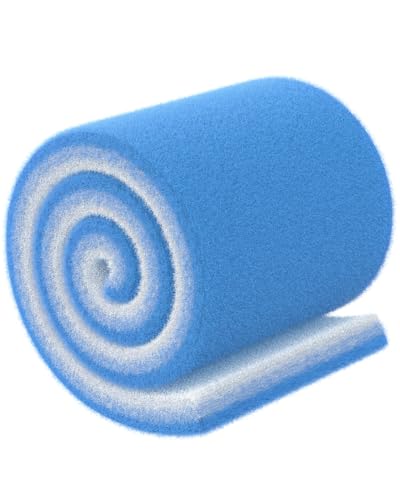Image of Pawfly Aquarium Filter Floss Roll 20 x 10 x 1.2 Inch Cuttable Aquarium Filter Pad, Blue and White Aquarium Filter Media Roll for Freshwater Saltwater Fish Tanks & Small Ponds
