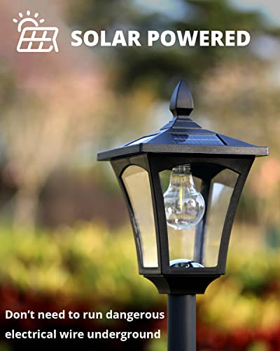 Doeslag Solar Lamp Post Light, 64" Solar Lights Outdoor Waterproof Ip65, Glass Post Lamp Solar Lights With Planter, Anti-Rust Outdoor Lights For Garden Yard Patio Decoration, 6000K Cool White #TOP3