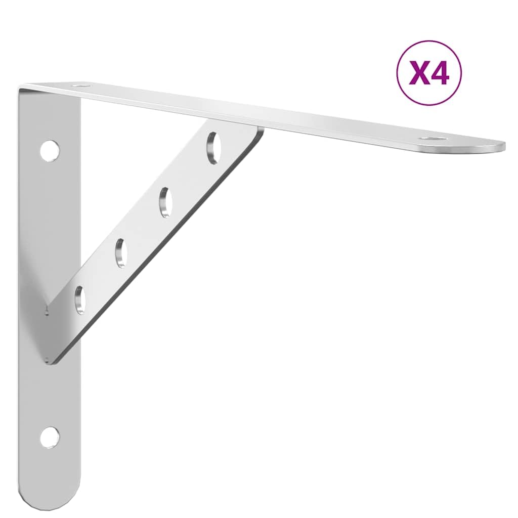 Wsporniki regałowe 4 szt., 30 x 2,5 x 15,5 cm, srebrna stal nierdzewna, wytrzymały uchwyt ścienny do regałów, regałów kuchennych, regałów łazienkowych, organizerów ściennych, obciążenie 50 kg