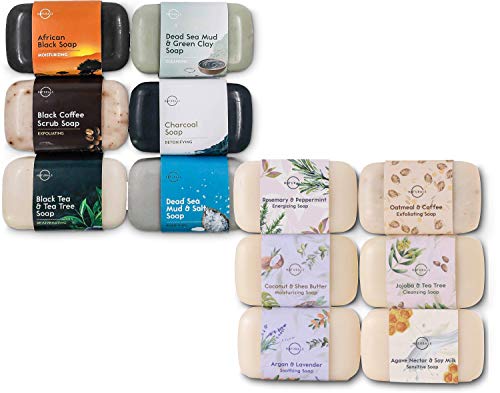 O Naturals Deluxe Variety 2 Pack, 12 Unique Different Bars of Soap. Best Holiday Gift Set for Women & Men. Premium Skin Care Spa Bath & Body Gift Set Kit. Vegan Soap with Organic Ingredients. 4oz Each