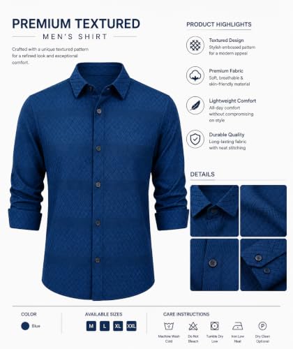 Image of The Kab's Men Casual Shirt | Textured Cotton Fabric Regular Fit Shirts for Men Stylish | Full Sleeve Shirt for Man | Comfortable Breathable Fabric | Perfect for Casual Office and Outing Wear