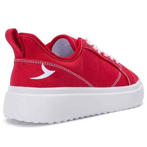 Image of Womens Wide Toe Box Shoes Walking Sneakers Slip On Canvas Shoes Comfortable Platform Shoes for Casual Red US 7