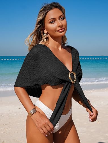 Image of ZAFUL Boho Beach Cover Ups for Women Sarong Coverups Sheer Bikini Chiffon Wraps Skirts for Swimwear