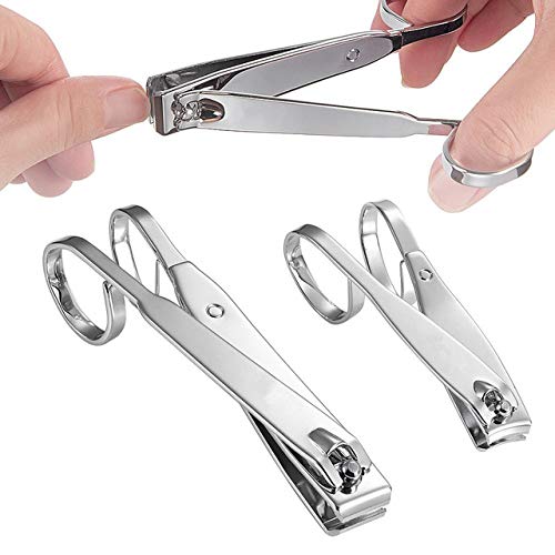 MosBug Nail Clipper Set-3PCS Stainless Steel Finger Nail,Toe Nail Clippers and Nail File with Metal Case for Women and Man