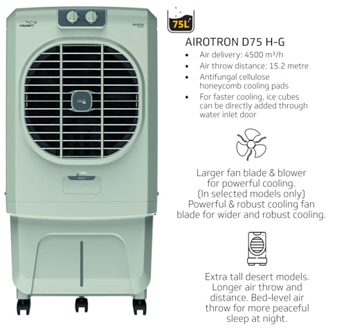 Image of V-Guard Air Cooler AIROTRON D 90 H-G 90 Ltr - Extra Tall Desert Model | Wider Fan Blades | 2-Year Manufacturer Warranty Authorized Seller PsJ