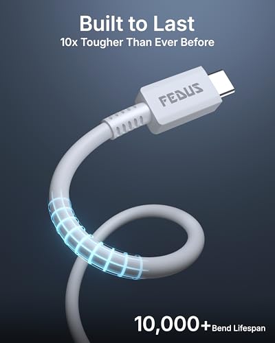 Image of FEDUS ZETTA-X8I 45W Type C to Type C Cable 1M, 5A PD PPS Super Fast Charging 2.0 Original for Samsung Galaxy S26 /S25 /S24 Ultra, iPhone 17 /16 /15 Pro, MacBook M4, 480Mbps Android Auto Data Sync Cord