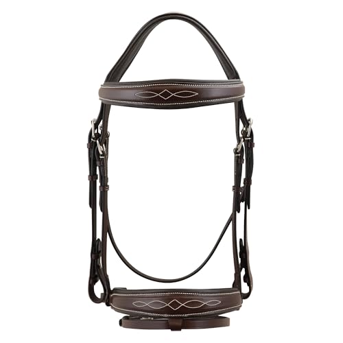 Grewal Equestrian Munich Square Raised Leather Bridle, English Horse Tack (Full)