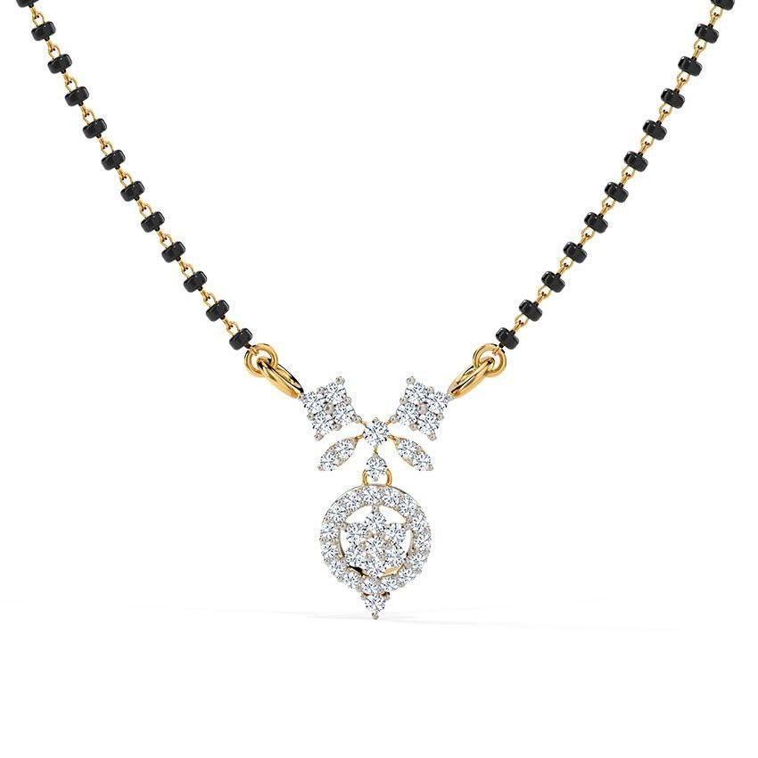 Women's Diamond Mangalsutra | 18K Gold-Plated Black Bead Chain with CZ Pendant | Traditional & Modern Daily Jewelry-picture-39