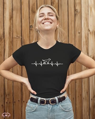 Shirt Damen - Geschenk für Hundebesitzer - Herzschlag Hund - M - Schwarz - Tshirt hundemama hundeshirts hundefan herzlinie t-Shirts Hundehalter hundeshirt Hundefans Hunde Shirts hundemotiv mit