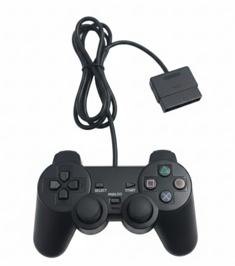 Premium PS2 Compatible Wired Controller – High-Performance Gamepad for PlayStation 2 (All Models) Ergonomic Gamepad with Dual Vibration Feedback, Precision 360° Analog Sticks, Ergonomic Pro Grip – (Black)