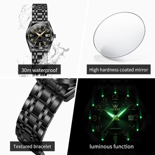 Image of OLEVS Womens Watches Classic Dress Quartz Female Wristwatch Ladies Stainless Steel Waterproof Luminous Date Easy Read Watch for Lady