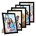 Produktbild PHOTOLINI Bilderrahmen A4 Schwarz Holz MDF, breiter DIN A4 Bilderrahmen 5er Set 21x30, Rahmen 21x30 din a 4 mit Acrylglas, picture frame zum Aufhängen & Aufstellen, Bilder Rahmen 30x21 mit Zubehör