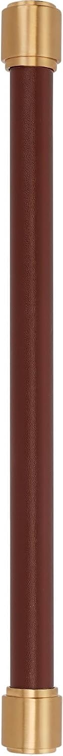 Signature Hardware 954067-18 Lazzara 18 Inch Center to Center Brown Leather Appliance Pull - Polished Nickel