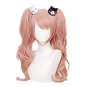 Peluca Cosplay, Peluca con Capucha Gratuita, Para Halloween, Fiesta, Carnaval, Vida Nocturna, Conciertos, Bodas (Peluca Enoshima Junko)