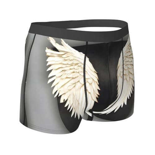 angel feathers print Mens Underwear Boxer Briefs Breathable Soft Moisture Wicking with Fly Underwear for Men3