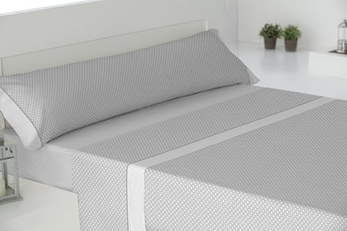 Cisne Rojo Juego Sábanas Poliéster Algodón para Cama 150 cm. Color Gris. Modelo Estela. (200054-150-G)
