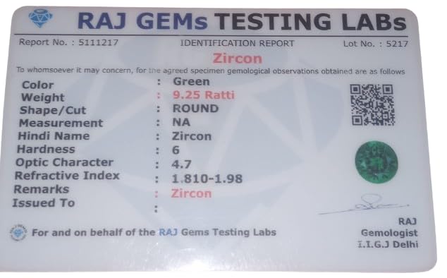 Zircon vert 3,70 carats de qualité Aa++ taille diamant éclat d'exception