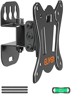 ELIVED Monitor Wall Mount Tilt and Swivel TV Wall Bracket for Most 13-30 Inch LED, LCD, OLED Flat or Curved TVs with VESA 75x75mm-100x100mm up to 15KG, Tilting TV Wall Mount EV028