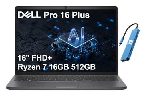 Image of Dell Pro 16 Plus PB16255 (Next Gen Latitude 5550) Business AI PC Laptop (16 inch FHD+, AMD Ryzen 7 PRO 250 (> Intel Ultra 7 155U), 16GB DDR5, 512GB SSD), 1080p Webcam, Thunderbolt 4, Wi-Fi 7, Win 11 Pro