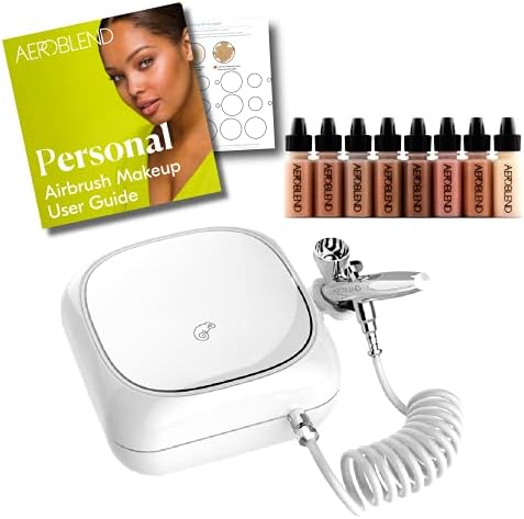 Aeroblend Airbrush Makeup Personal Starter Kit - Dark Foundation - With 8 Color Set
