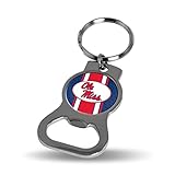 Rico Industries NCAA Mississippi Rebels - Ole Miss Metal Keychain - Beverage Bottle Opener With Key Ring - Pocket Size