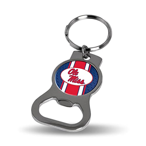 Rico Industries NCAA Mississippi Rebels - Ole Miss Metal Keychain - Beverage Bottle Opener With Key Ring - Pocket Size
