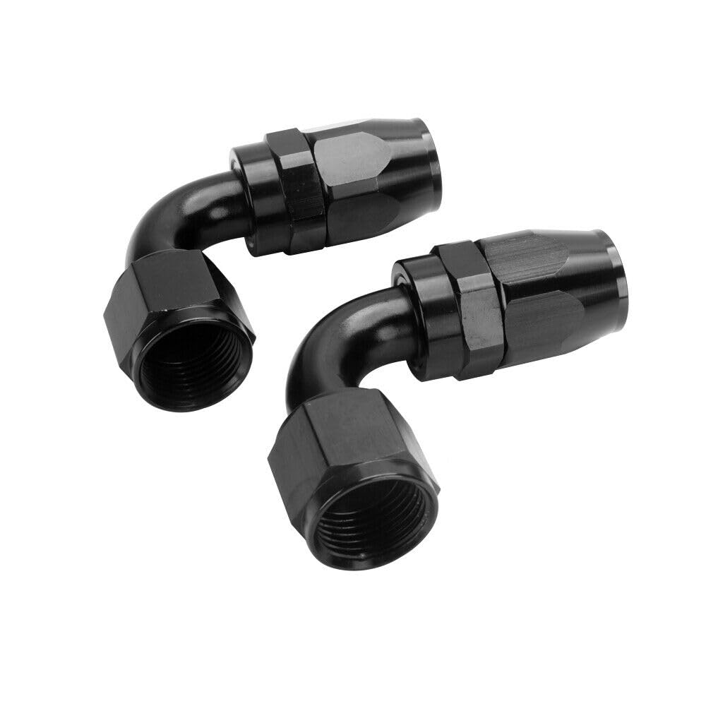 LokoCar 4AN Hose End Fitting 90 Degree Swivel For CPE Braided Hose Black 2Pcs