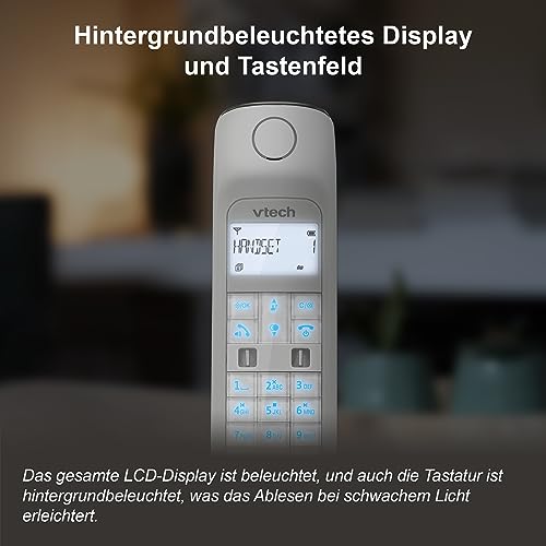 VTech LS1350 Retro-Design Telefon Schnurlos DECT Schnurlostelefon mit digitalem Anrufbeantworter, Anrufsperre, Freisprecheinrichtung und Wahlwiederholung, hintergrundbeleuchtetem Display und Tastatur
