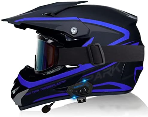 Bluetooth Dirt Bike Motorcycle Helmet, Adult DOT Certified Motocross Full Face Helmet for Off-Road Mountain Racing Bike MTB Downhill ATV Helmet Built-in Speaker with Gloves Goggles Mask-D-X-Large