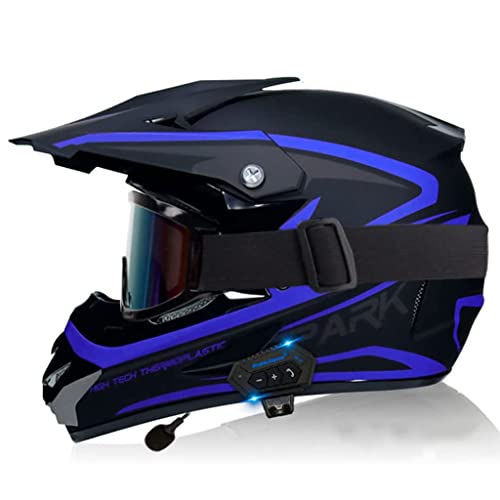 Bluetooth Dirt Bike Motorcycle Helmet, Adult Dot Certified Motocross Full Face Helmet For Off-Road Mountain Racing Bike Mtb Downhill Atv Helmet Built-In Speaker With Gloves Goggles Mask-D-X-Large #TOP9
